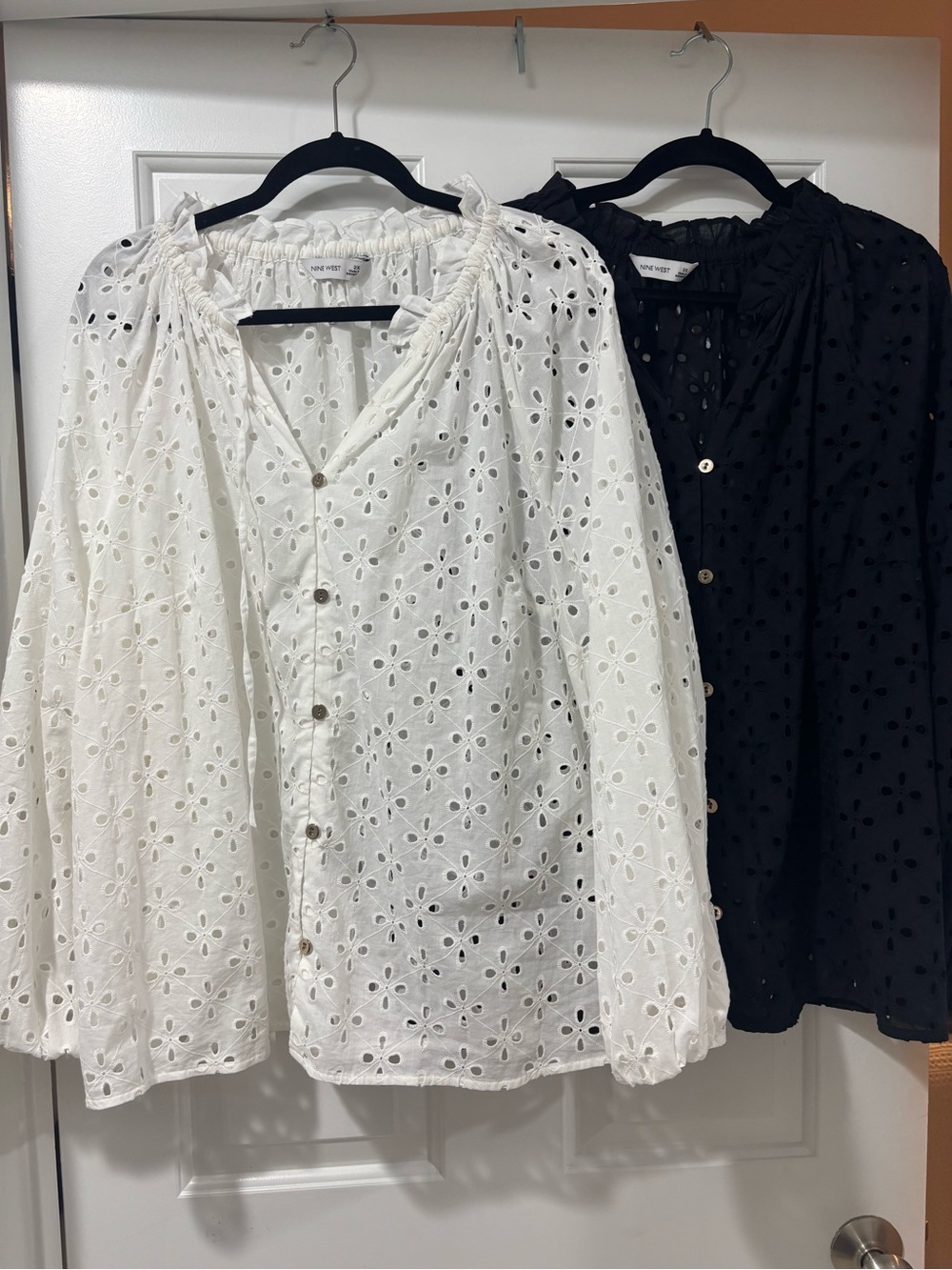 2 Nine West eyelet tops